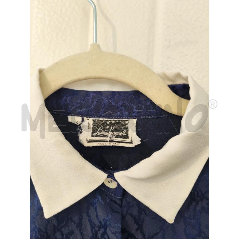 CAMICIA DONNA LUISA SPAGNOLI 100% SETA BLU COLLETTO BIANCO | Mercatino dell'Usato Mestre 2
