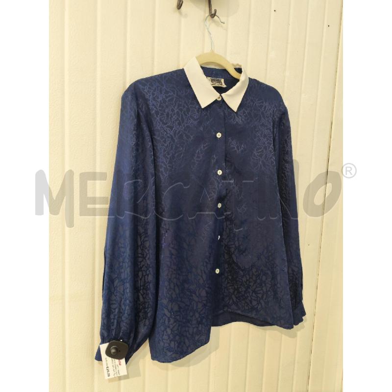 CAMICIA DONNA LUISA SPAGNOLI 100% SETA BLU COLLETTO BIANCO | Mercatino dell'Usato Mestre 3