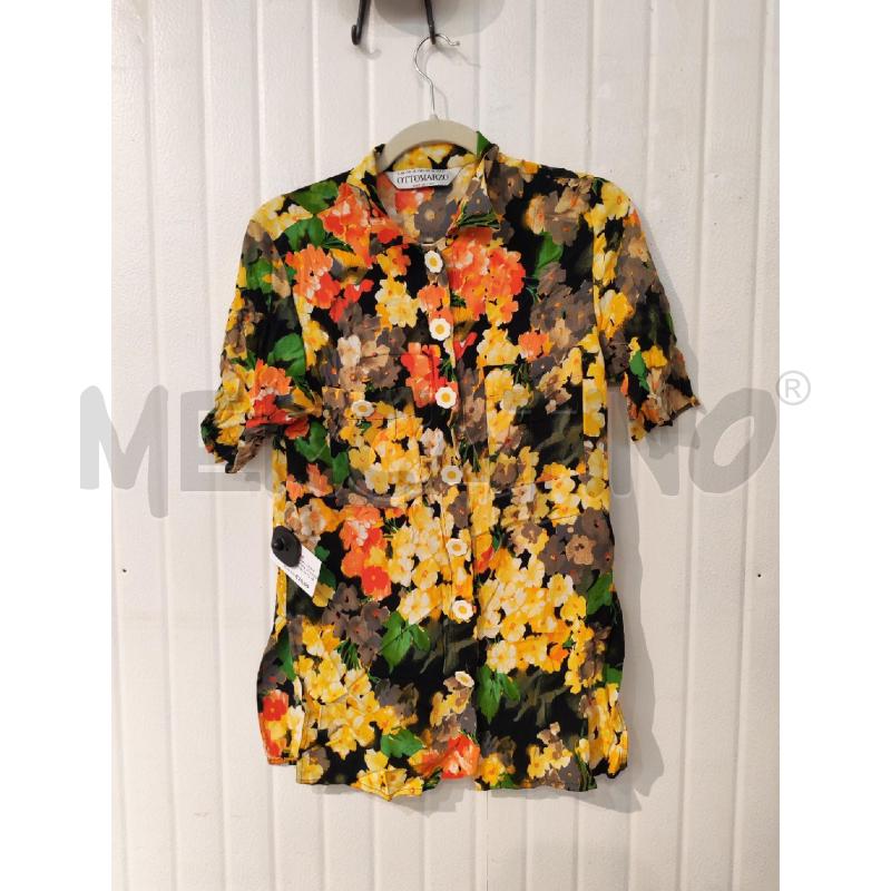 CAMICIA DONNA OTTOMARZO NERA FIORI GIALLI ARANCIO BOTTONI FIORE | Mercatino dell'Usato Mestre 1