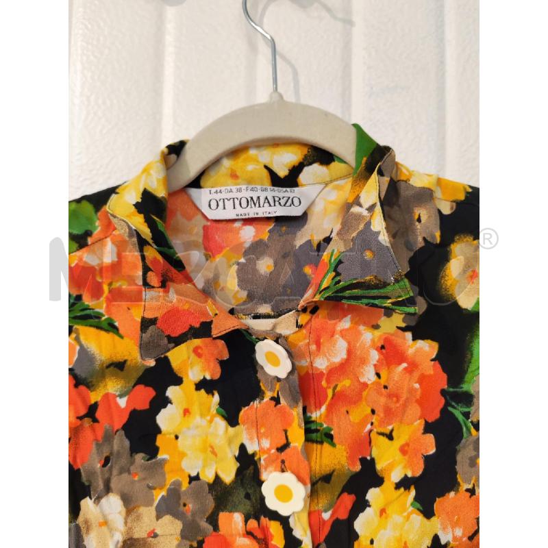 CAMICIA DONNA OTTOMARZO NERA FIORI GIALLI ARANCIO BOTTONI FIORE | Mercatino dell'Usato Mestre 2