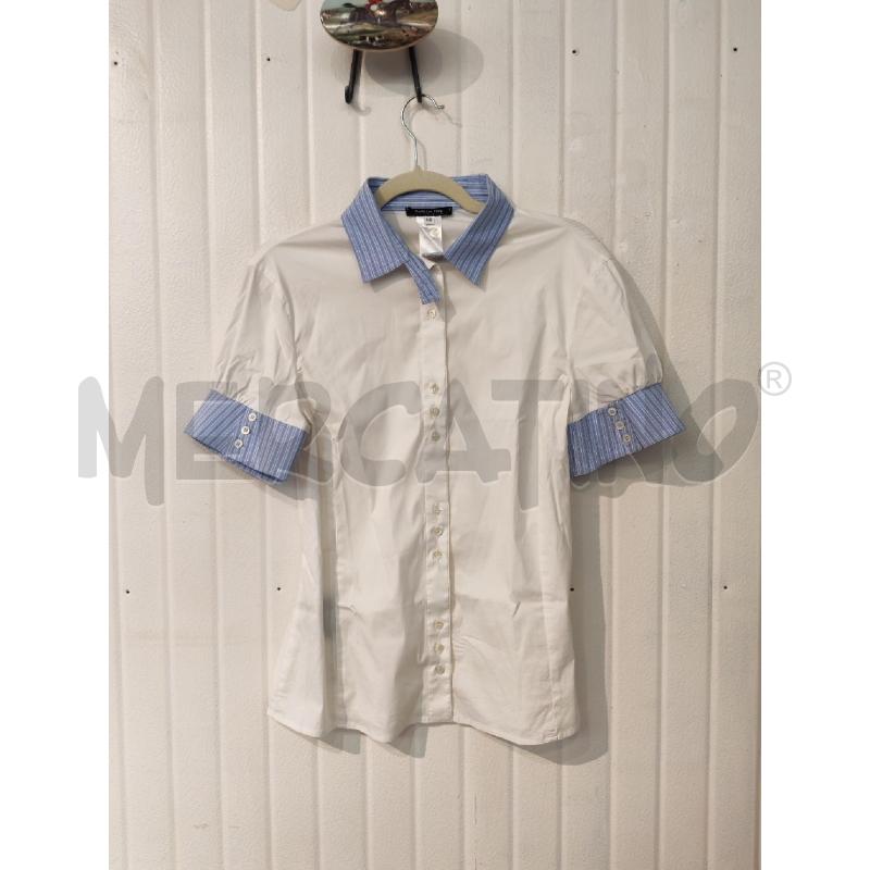 CAMICIA DONNA PATRIZIA PEPE BIANCA COLLETTO E MANICHE AZZURRE | Mercatino dell'Usato Mestre 1