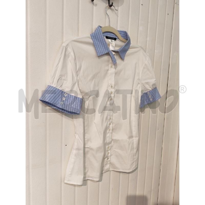 CAMICIA DONNA PATRIZIA PEPE BIANCA COLLETTO E MANICHE AZZURRE | Mercatino dell'Usato Mestre 3
