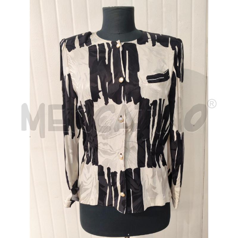 CAMICIA DONNA SARTORIALE FANTASIA BIANCA E NERA | Mercatino dell'Usato Mestre 1