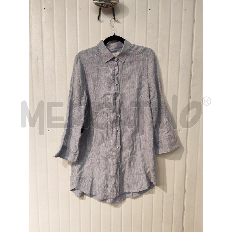 CAMICIA DONNA WEEKEND MAXMARA AZZURRO RIGHINE BIANCHE  | Mercatino dell'Usato Mestre 1