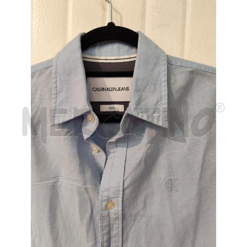 CAMICIA UOMO CALVIN KLEIN AZZURRA MANICHE CORTE | Mercatino dell'Usato Mestre 2