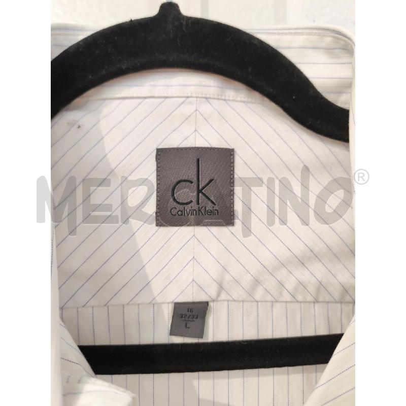 CAMICIA UOMO CALVIN KLEIN BIANCA RIGHINE AZZURRE | Mercatino dell'Usato Mestre 2