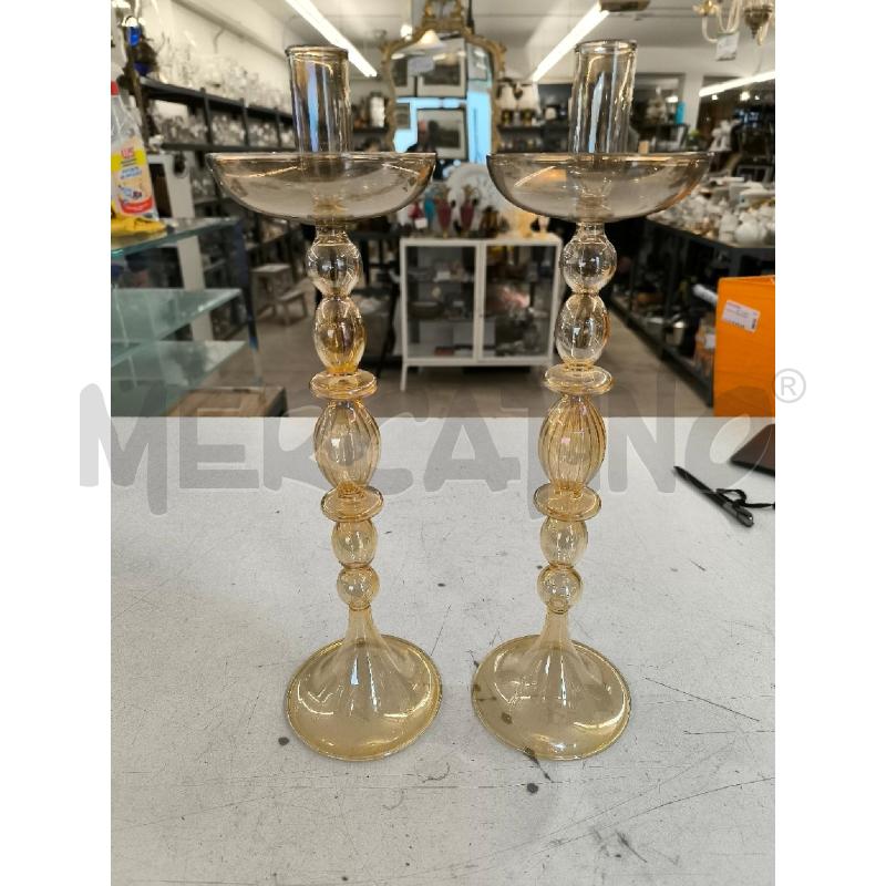 CANDELABRI COPPIA VETRO SOFFIERIA PARISE  | Mercatino dell'Usato Mestre 1