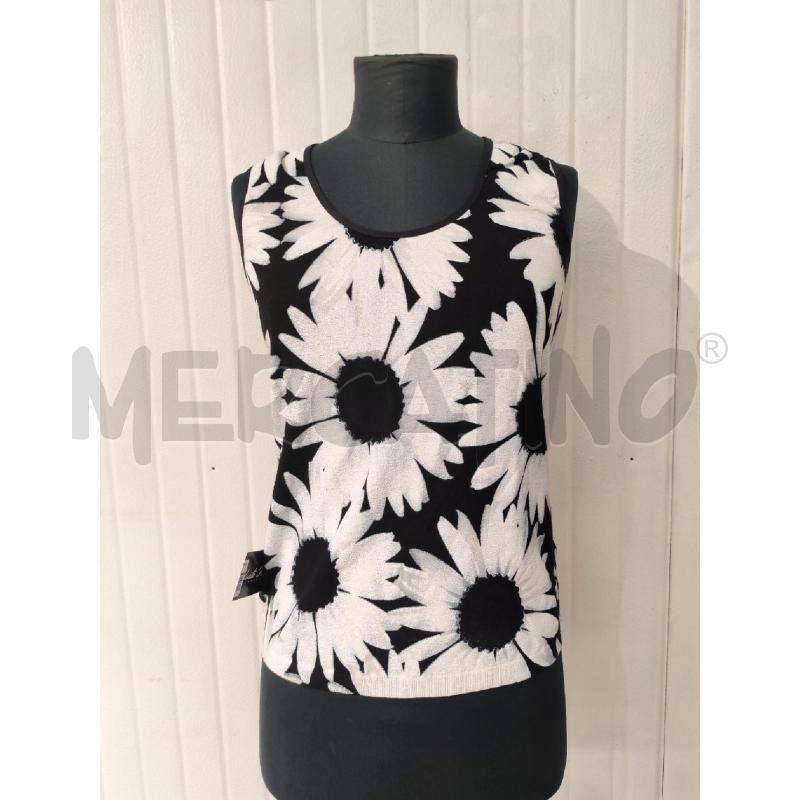 CANOTTA DONNA BLUMARINE NERA MARGHERITE BIANCHE GRANDI | Mercatino dell'Usato Mestre 1