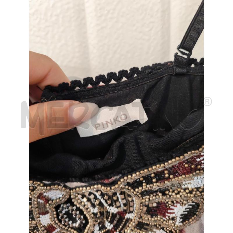 CANOTTA DONNA PINKO NERA FANTASIA ROSSA BIANCA CON PERLINE | Mercatino dell'Usato Mestre 3