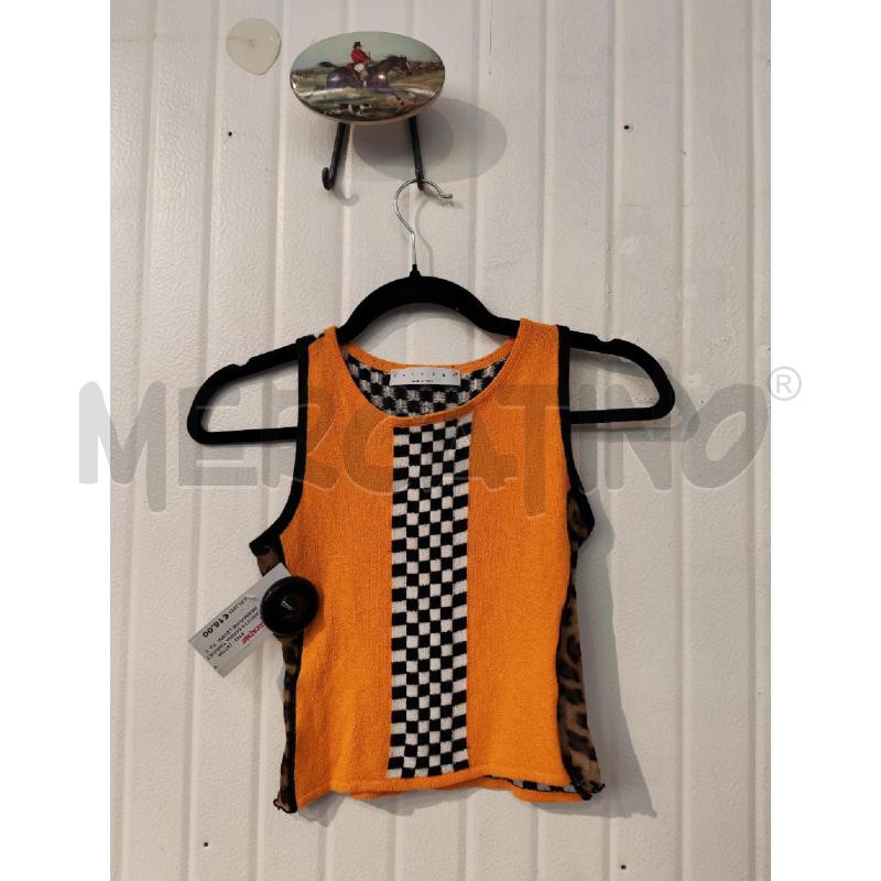 CANOTTA DONNA TWINSET ARANCIONE LEOPARDATO SCACCHI | Mercatino dell'Usato Mestre 1