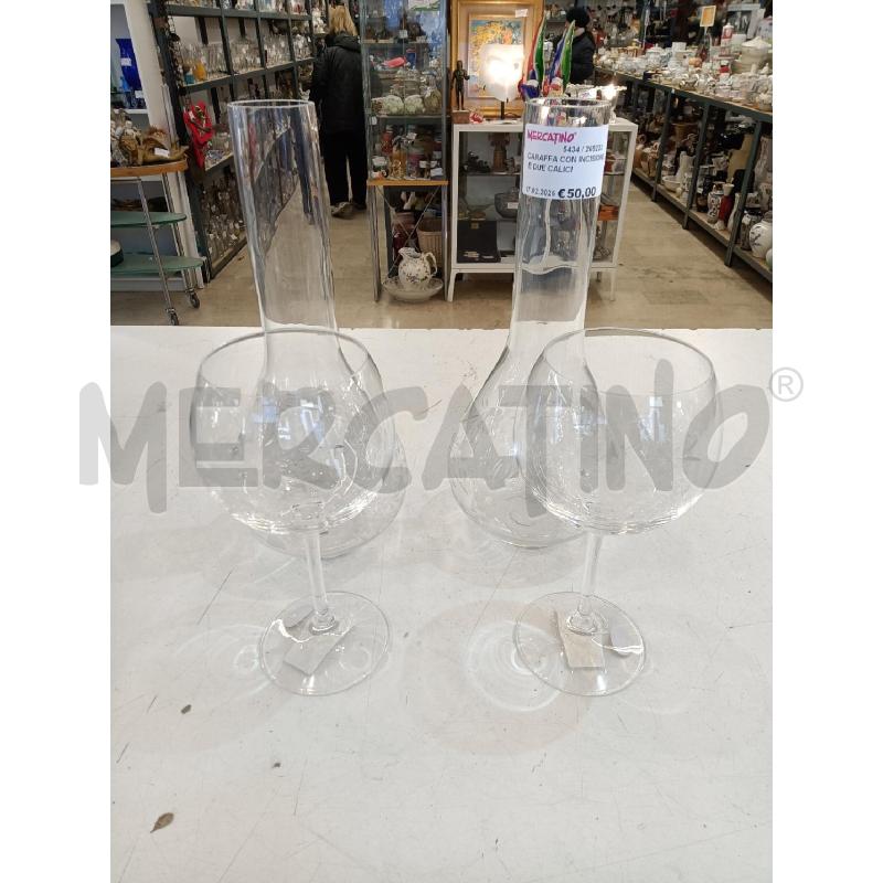 CARAFFA CON INCISIONE E DUE CALICI | Mercatino dell'Usato Mestre 1