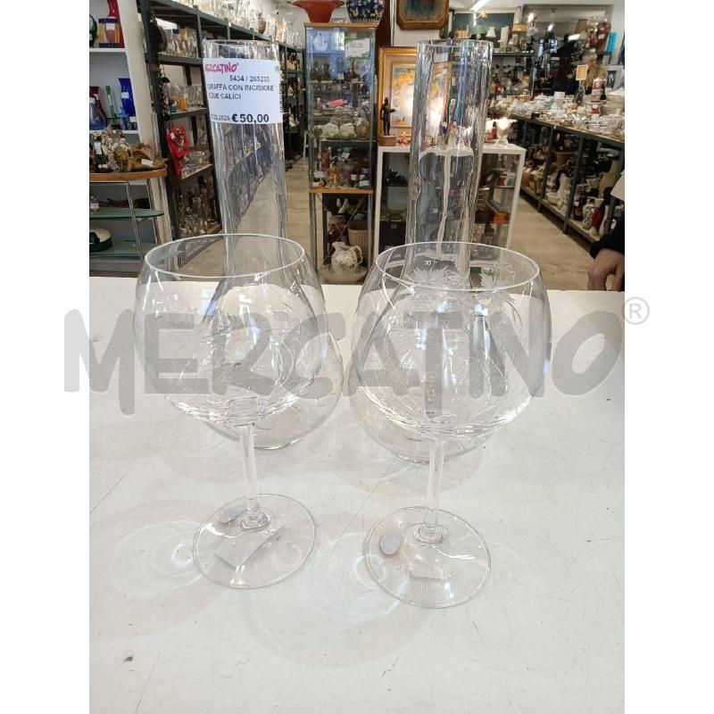 CARAFFA CON INCISIONE E DUE CALICI | Mercatino dell'Usato Mestre 4