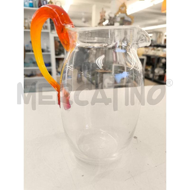CARAFFA MURANO VETRO TRASPARENTE MANICO ARANCIO | Mercatino dell'Usato Mestre 1