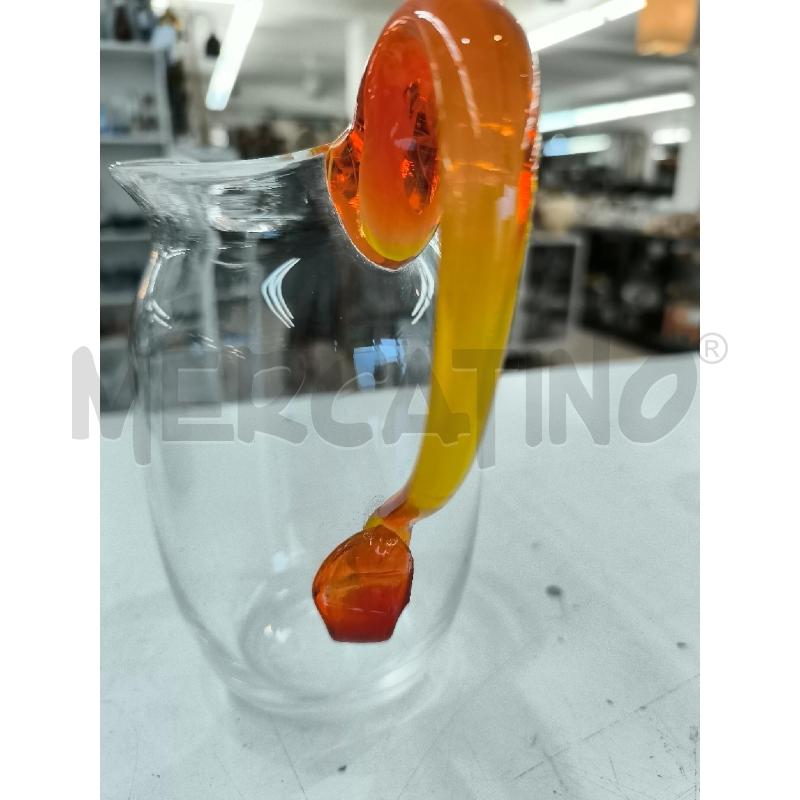 CARAFFA MURANO VETRO TRASPARENTE MANICO ARANCIO | Mercatino dell'Usato Mestre 3