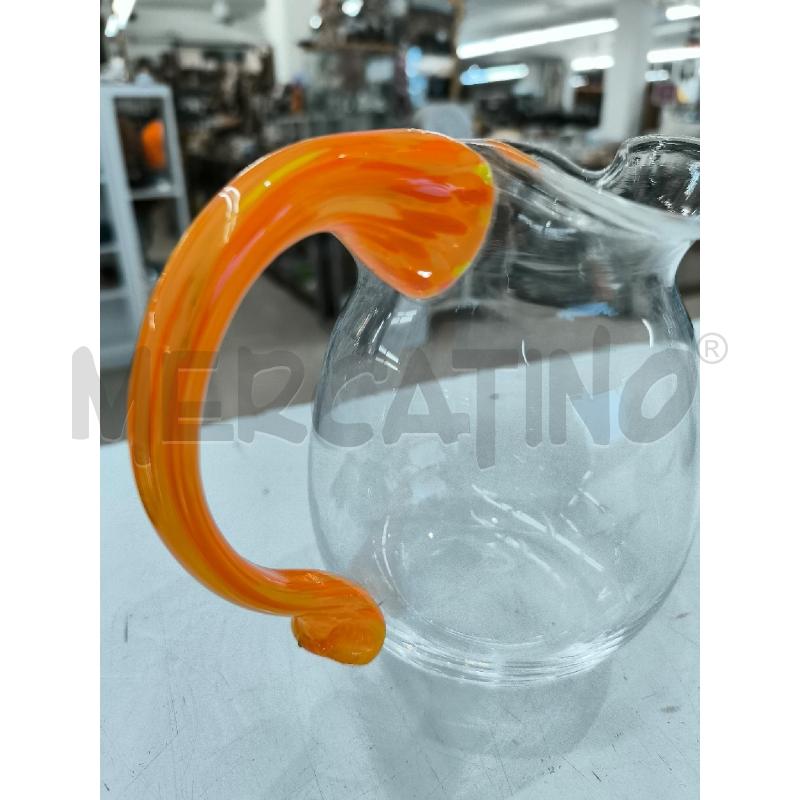 CARAFFA MURANO VETRO TRASPARENTE MANICO ARANCIO | Mercatino dell'Usato Mestre 2