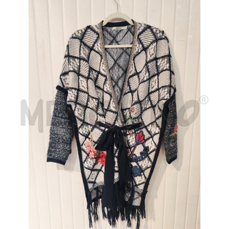CARDIGAN DONNA DESIGUAL BIANCO E NERO CON FIORI | Mercatino dell'Usato Mestre 1