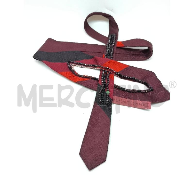 COLLANA CRAVATTA ROSSO SCURO CON PERLINE | Mercatino dell'Usato Mestre 1