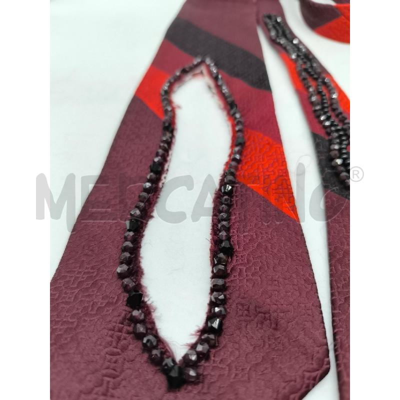 COLLANA CRAVATTA ROSSO SCURO CON PERLINE | Mercatino dell'Usato Mestre 3