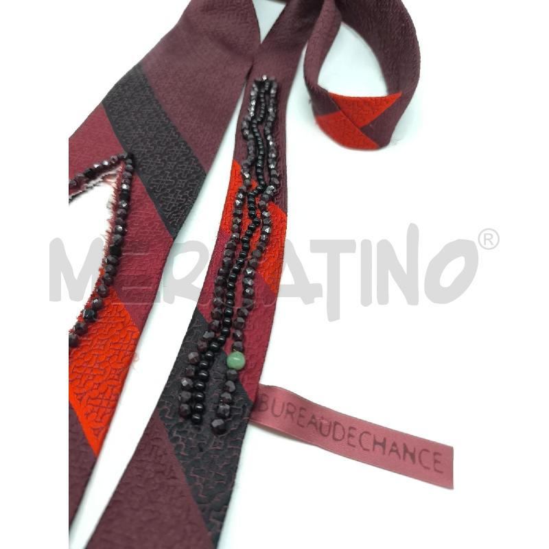 COLLANA CRAVATTA ROSSO SCURO CON PERLINE | Mercatino dell'Usato Mestre 4