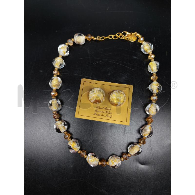 COLLANA ORECCHINI VETRO DI MURANO DORATI | Mercatino dell'Usato Mestre 1