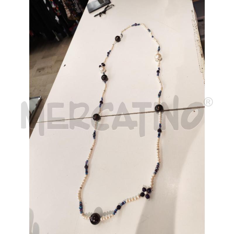 COLLANA PERLE BIANCHE VIOLA GRANDI MARRONI | Mercatino dell'Usato Mestre 1