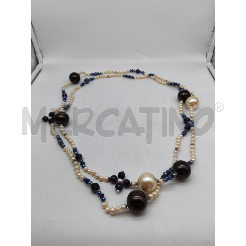 COLLANA PERLE BIANCHE VIOLA GRANDI MARRONI | Mercatino dell'Usato Mestre 2