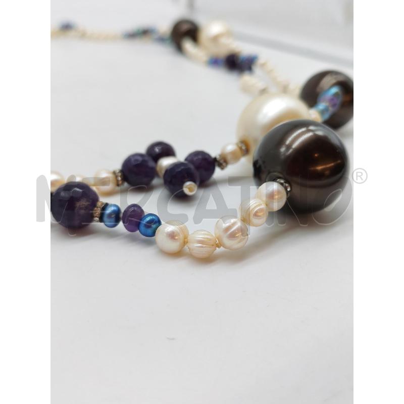 COLLANA PERLE BIANCHE VIOLA GRANDI MARRONI | Mercatino dell'Usato Mestre 4