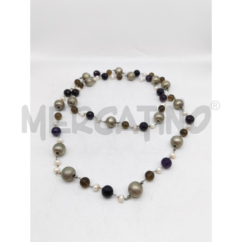 COLLANA PERLE GRIGIE BIANCHE E VIOLA | Mercatino dell'Usato Mestre 1