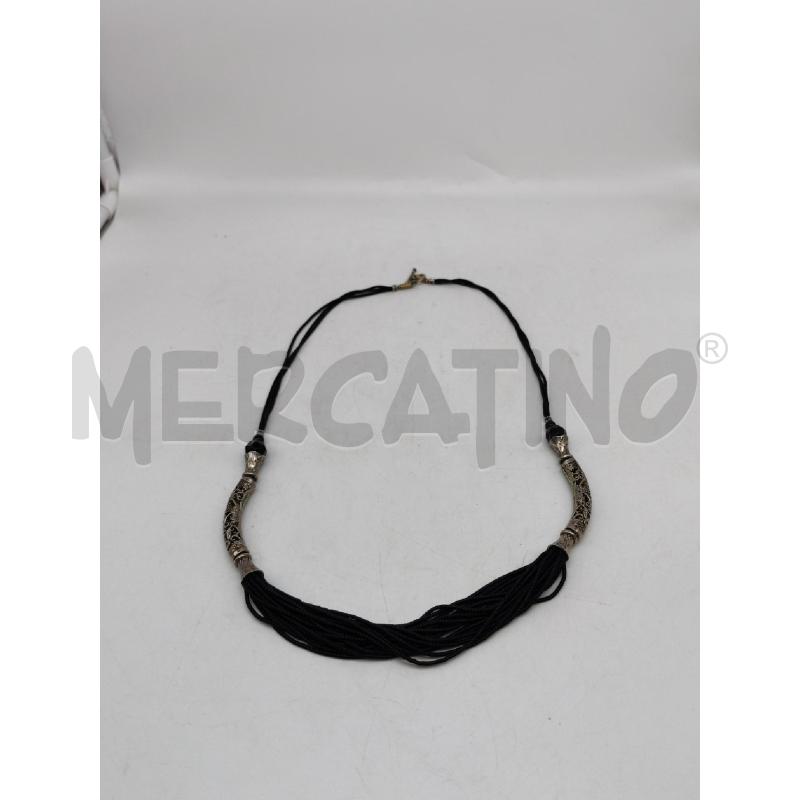COLLANA PIÙ FILI PIETRE DURE NERE E ARGENTATA  | Mercatino dell'Usato Mestre 1
