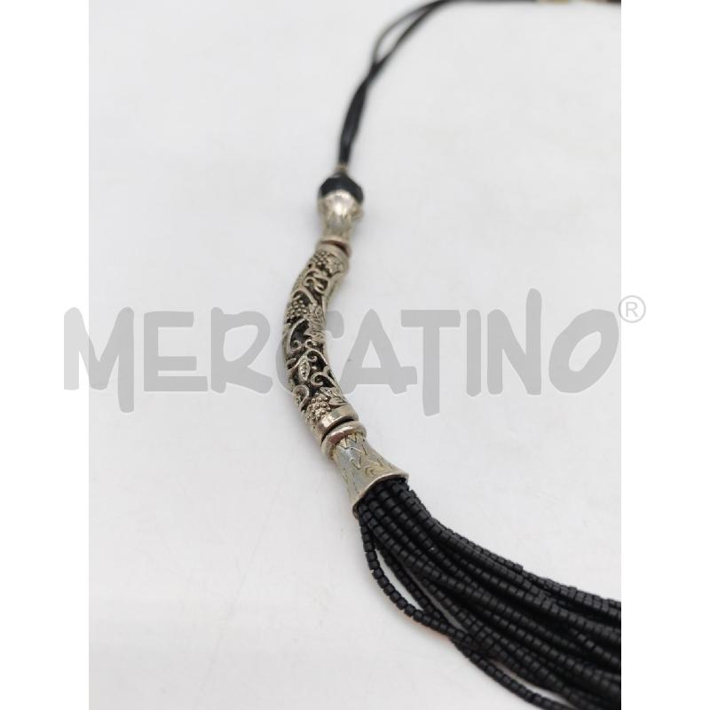 COLLANA PIÙ FILI PIETRE DURE NERE E ARGENTATA  | Mercatino dell'Usato Mestre 2