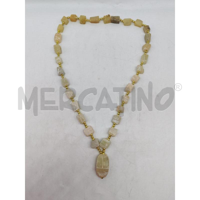 COLLANA STILE EGIZIANO PIETRA DURA BIANCA SCARABEO | Mercatino dell'Usato Mestre 1