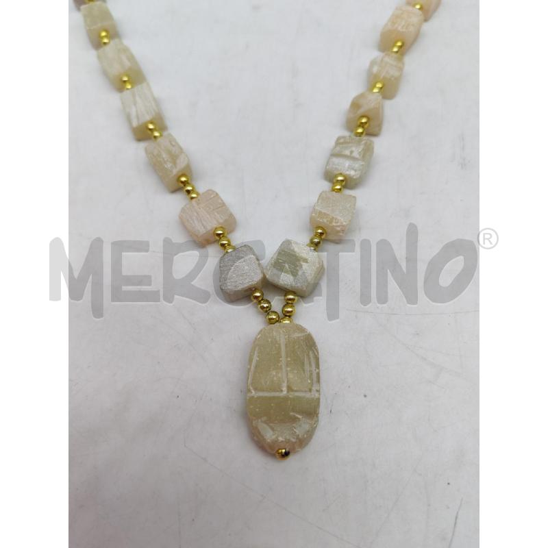 COLLANA STILE EGIZIANO PIETRA DURA BIANCA SCARABEO | Mercatino dell'Usato Mestre 2