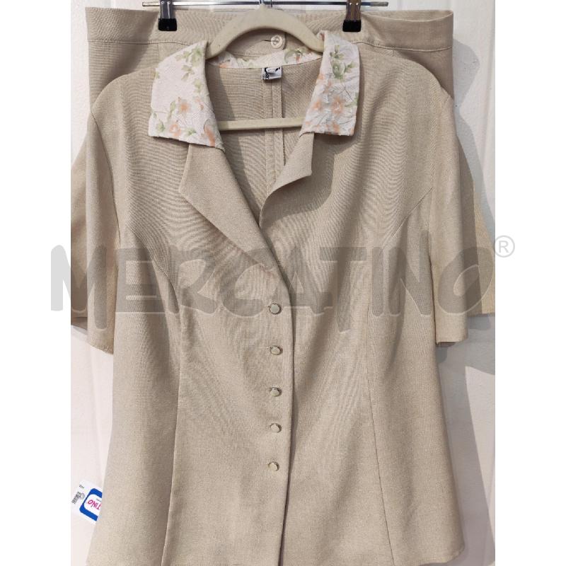 COMPLETO DONNA JASMINE BEIGE CAMICIA E PANTALONE COLLETTO CON PIZZO | Mercatino dell'Usato Mestre 2