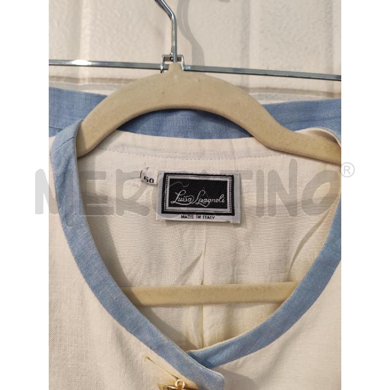 COMPLETO DONNA LUISA SPAGNOLI BIANCO AZZURRO LINO  | Mercatino dell'Usato Mestre 2