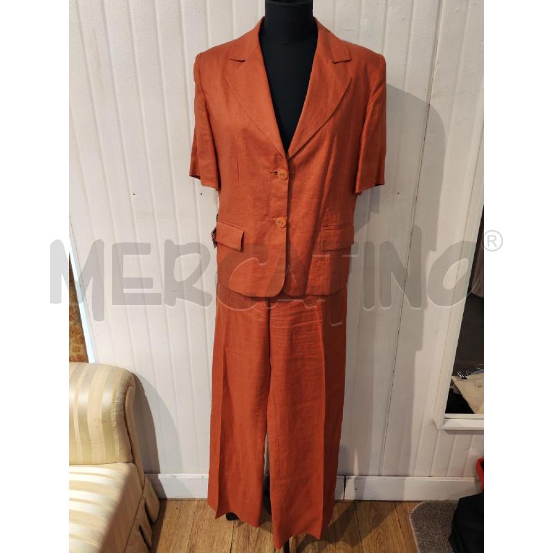 COMPLETO DONNA SARTORIALE ARANCIONE GIACCA E PANTALONE LUNGO | Mercatino dell'Usato Mestre 1