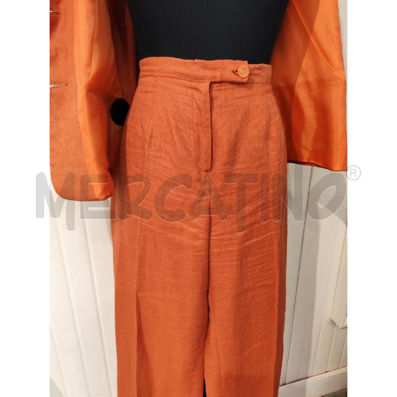 COMPLETO DONNA SARTORIALE ARANCIONE GIACCA E PANTALONE LUNGO | Mercatino dell'Usato Mestre 3