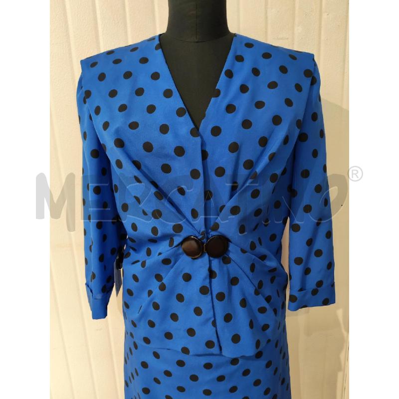COMPLETO DONNA SARTORIALE BLU POIS NERI GIACCA E GONNA | Mercatino dell'Usato Mestre 2