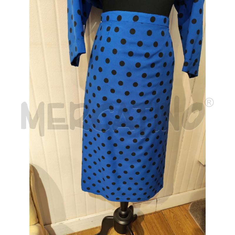 COMPLETO DONNA SARTORIALE BLU POIS NERI GIACCA E GONNA | Mercatino dell'Usato Mestre 3