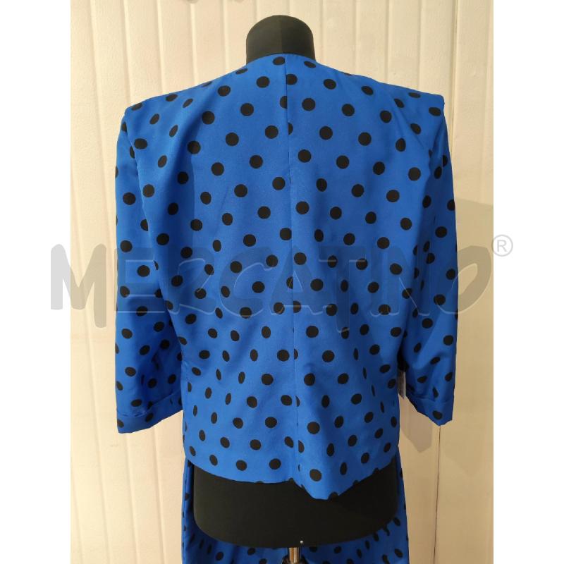 COMPLETO DONNA SARTORIALE BLU POIS NERI GIACCA E GONNA | Mercatino dell'Usato Mestre 4