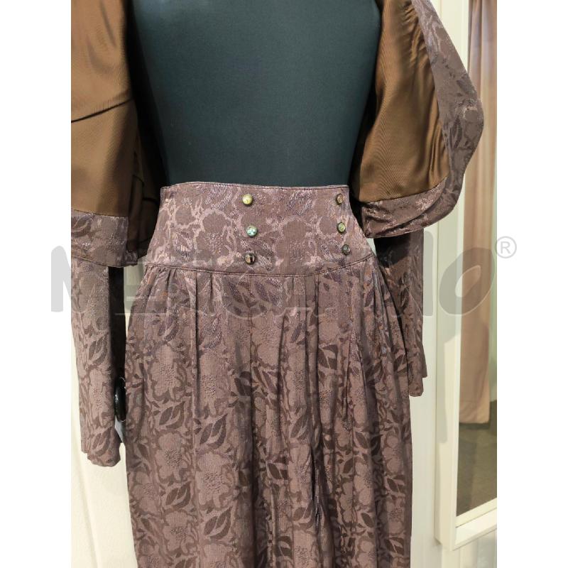 COMPLETO DONNA SARTORIALE MARRONE DAMASCATO PANTALONE LARGO E GIACCA CROP | Mercatino dell'Usato Mestre 4