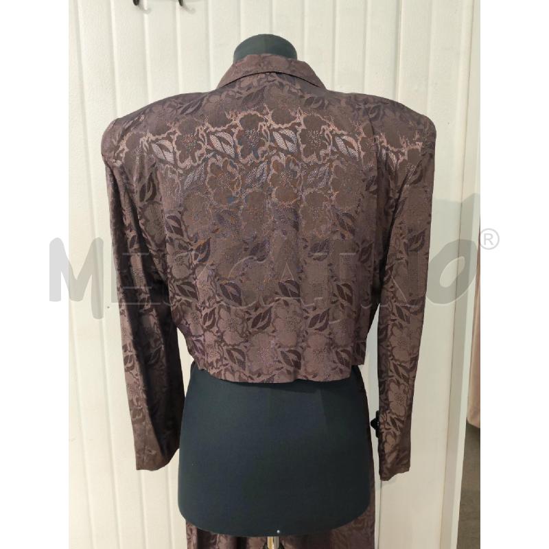 COMPLETO DONNA SARTORIALE MARRONE DAMASCATO PANTALONE LARGO E GIACCA CROP | Mercatino dell'Usato Mestre 5