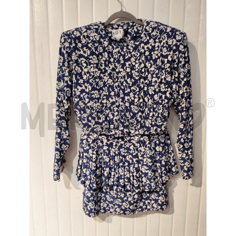 COMPLETO DONNA VIBA BLU DAMASCATO 100% SETA | Mercatino dell'Usato Mestre 1