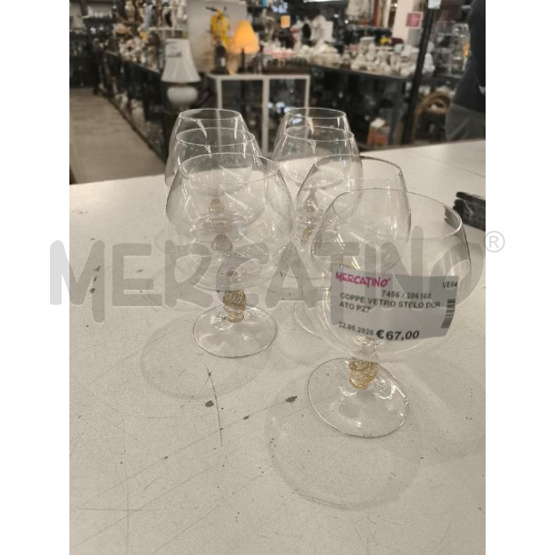 COPPE VETRO STELO DORATO PZ7 | Mercatino dell'Usato Mestre 1