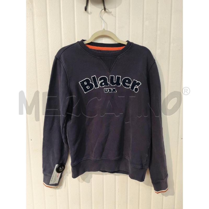 FELPA UOMO BLAUER BLU CON SCRITTA CONTORNO BIANCO  | Mercatino dell'Usato Mestre 1