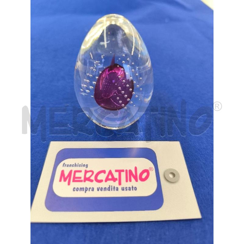 FERMA CARTE UOVO VETRO MURANO VIOLA | Mercatino dell'Usato Mestre 1