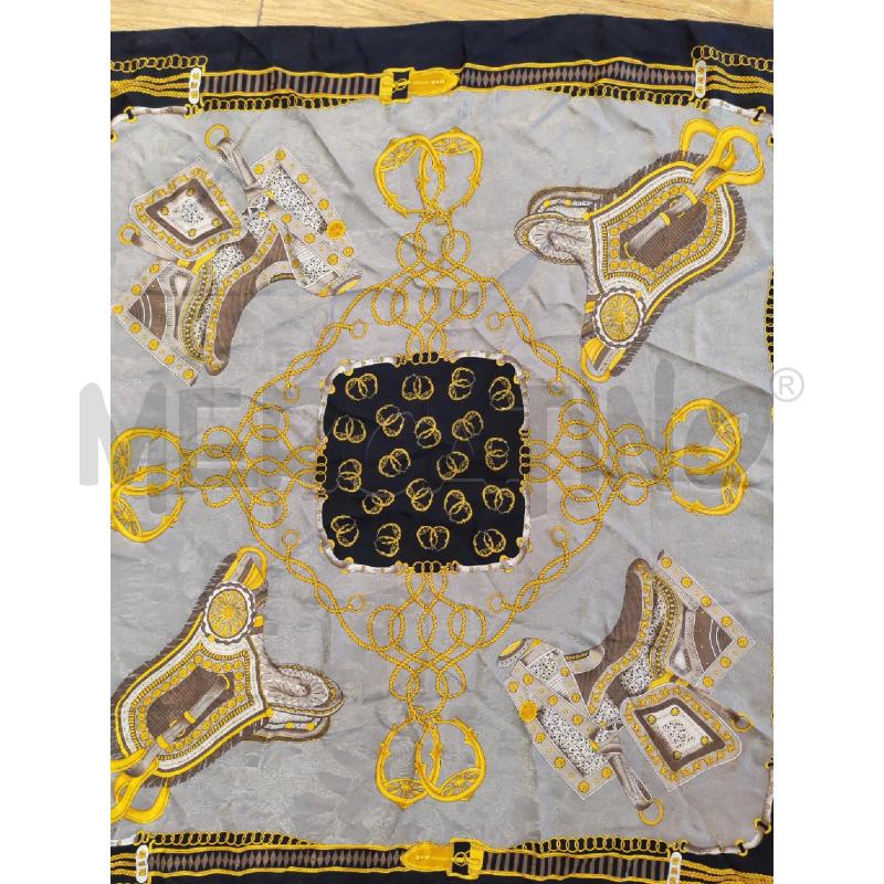 FOULARD BLU DI BALESTRA FANTASIA NERA GRIGIA GIALLA | Mercatino dell'Usato Mestre 2