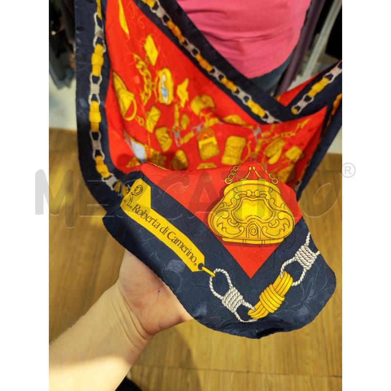 FOULARD ROBERTA DI CAMERINO BLU ROSSO DORATO  | Mercatino dell'Usato Mestre 2
