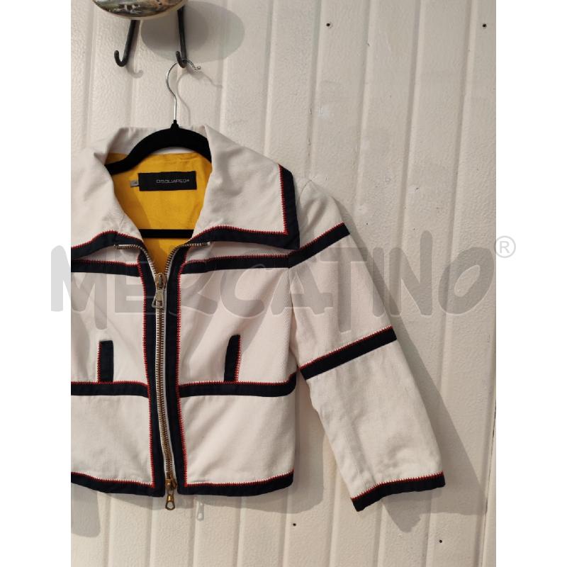 GIACCA DONNA DESQUARED BIANCA PROFILI BLU COTONE | Mercatino dell'Usato Mestre 5
