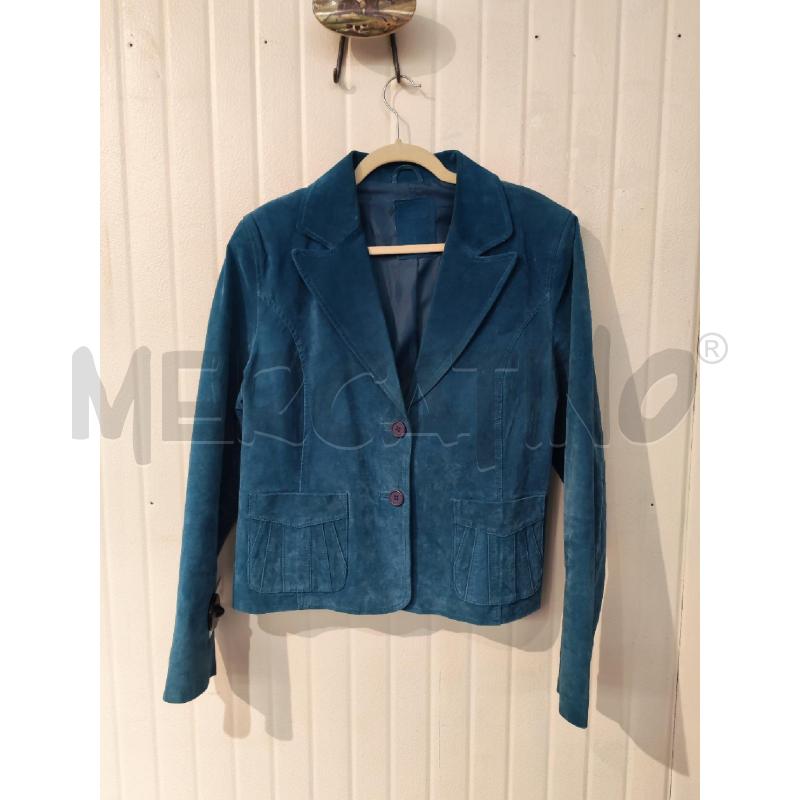GIACCA DONNA LEATHERTEX BLU SCAMOSCIATA  | Mercatino dell'Usato Mestre 1