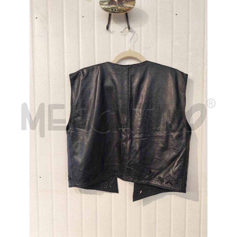 GILET DONNA GENNY VERA PELLE NERA CON RICAMI NERI | Mercatino dell'Usato Mestre 3
